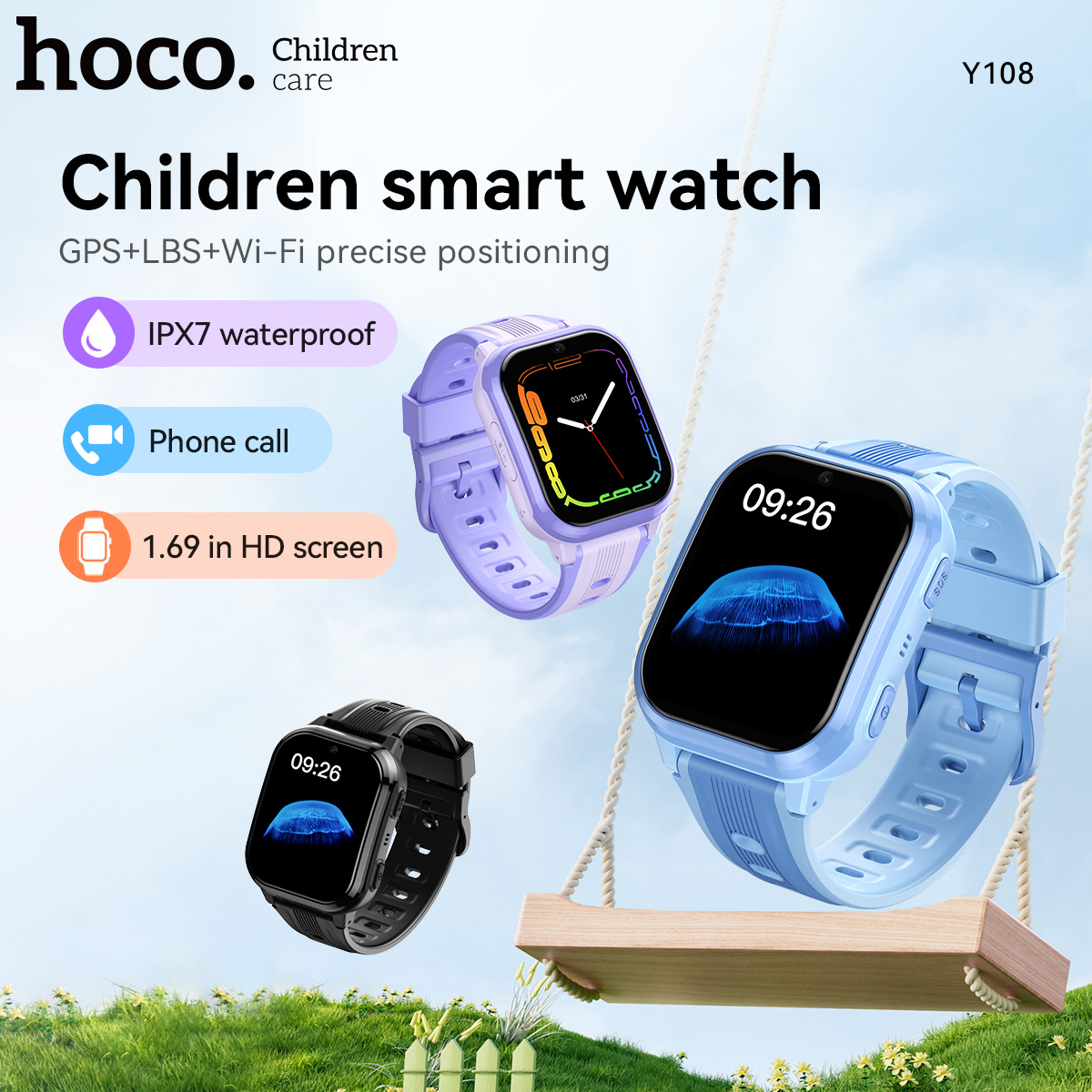 Smartwatch Watches For Kids With Gps - HOCO Y108 1.69 inç HD LCD